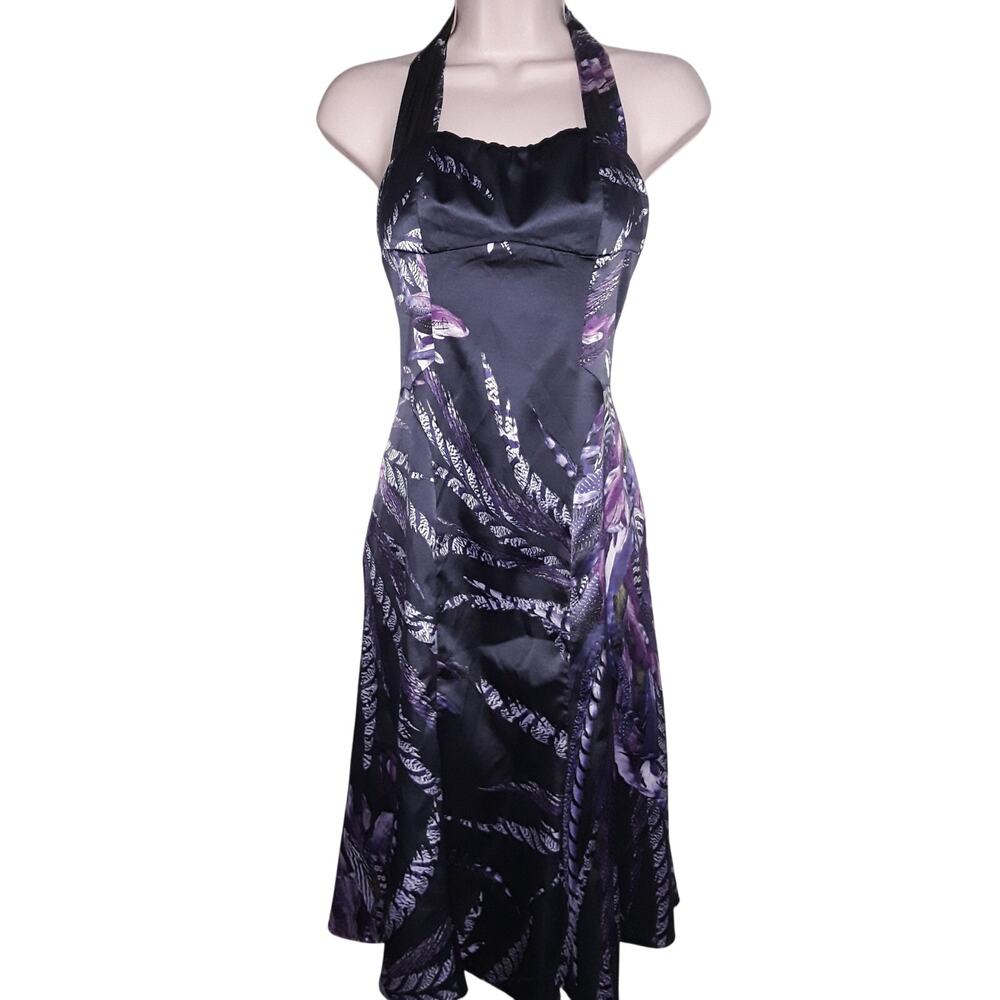 Roberto Cavalli Just Cavalli 2017 Purple Bold Print Halter Dress 42